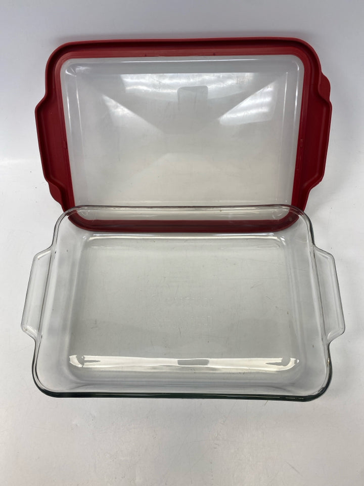 Anchor Hocking Clear Red Glass Bakeware