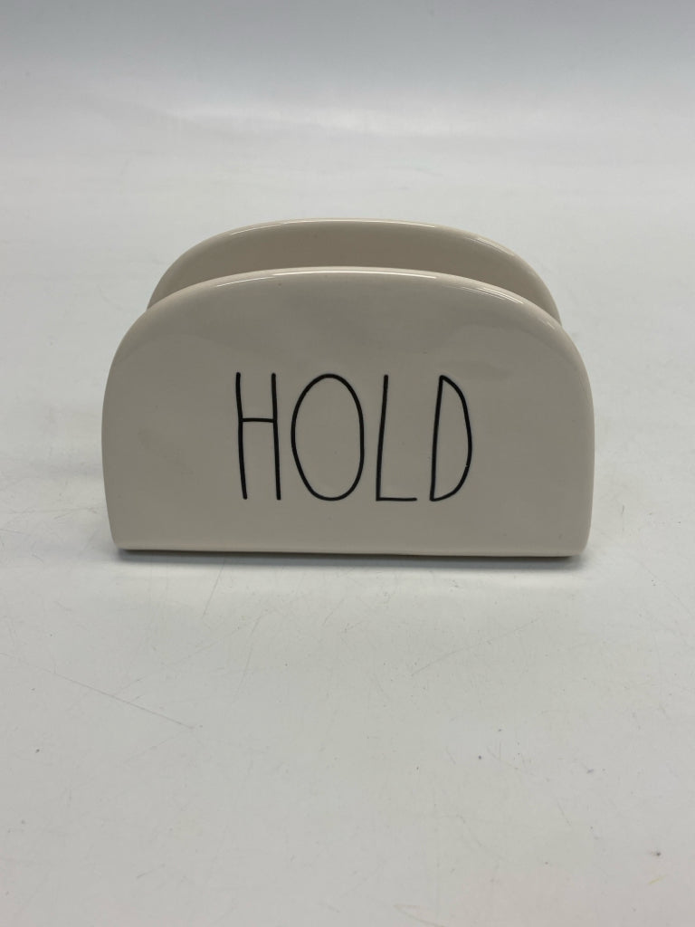 Rae Dunn White Black Words Ceramic Napkin Holder