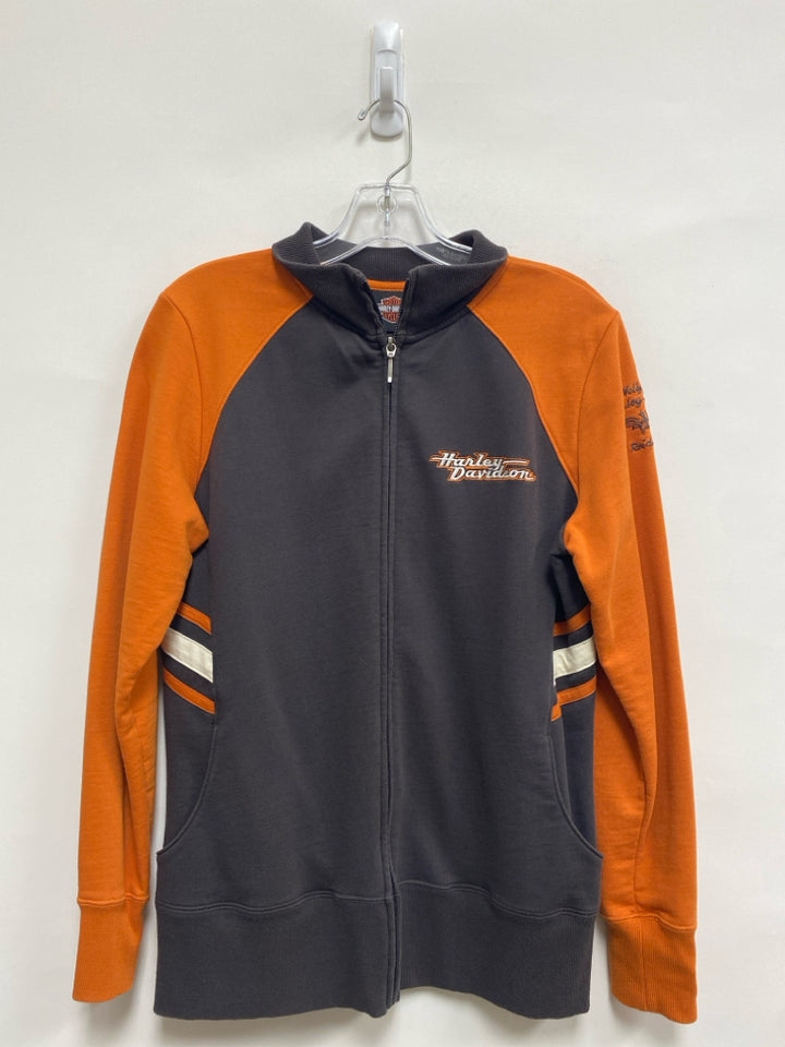 Harley-Davidson Size L Orange Charcoal Zip Down Ladies Jacket
