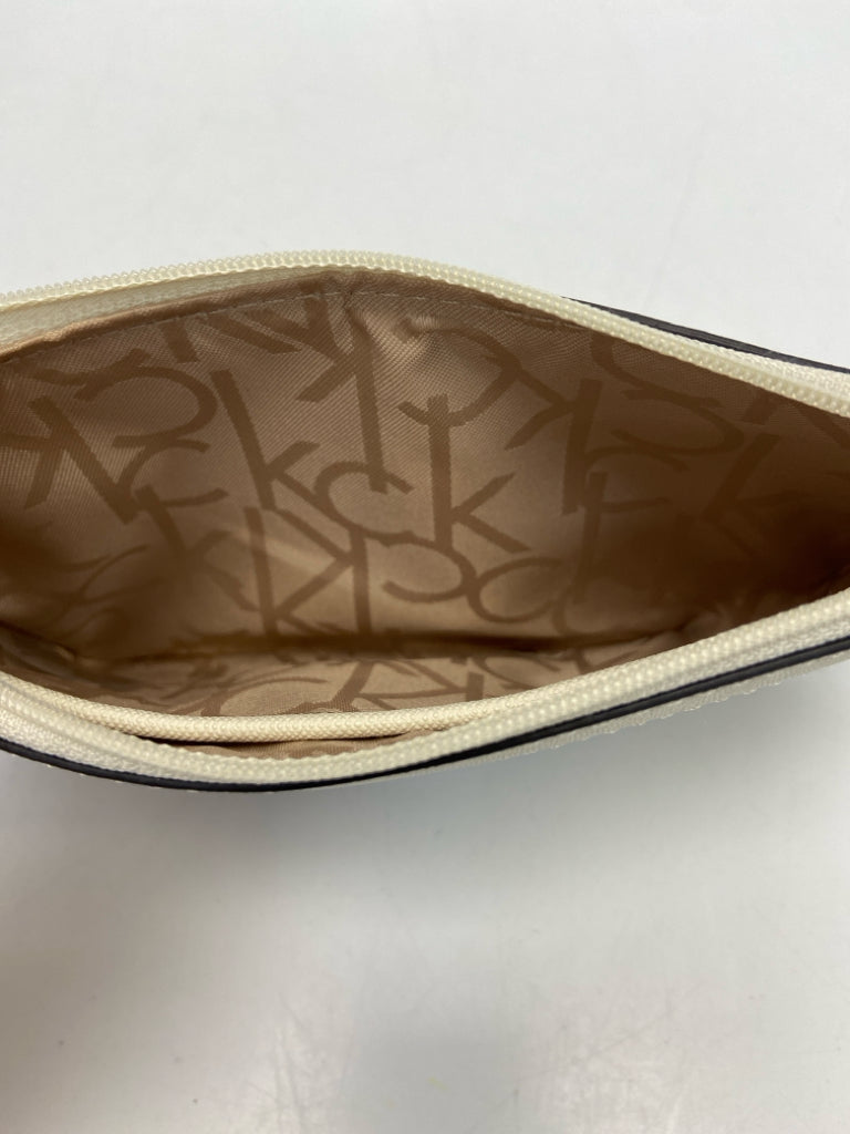 Calvin Klein Cream Brown Signature Wristlet