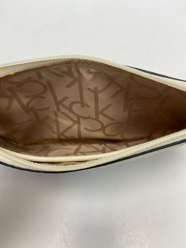 Calvin Klein Cream Brown Signature Wristlet