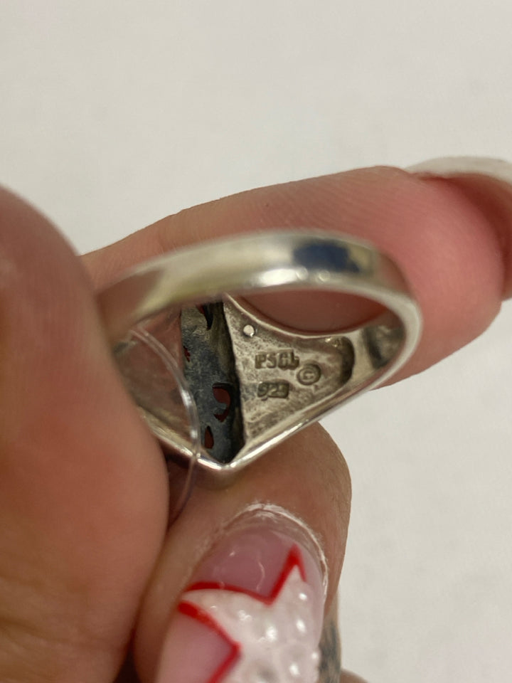 Silver Black Triangle Ring