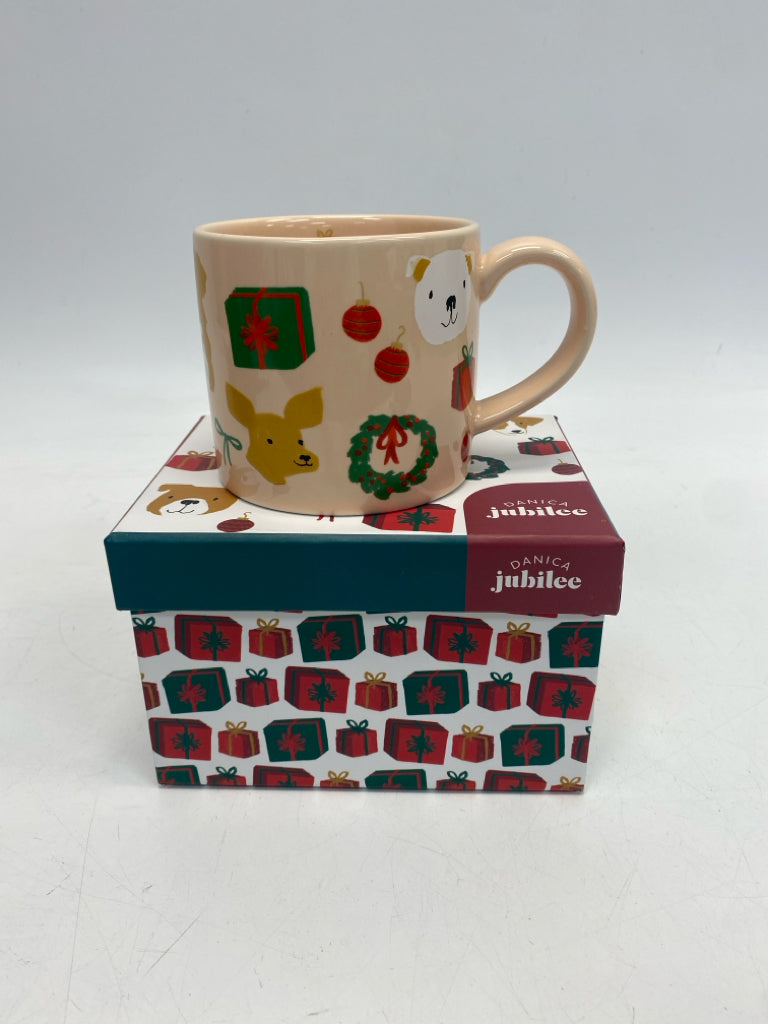 Peach Multi Color Christmas Coffee Mug