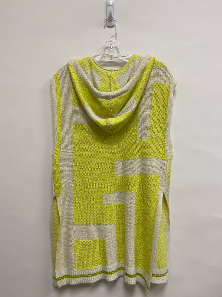 Anthropologie Size XXS Cream Neon Yellow Woven Sleeveless Hooded Ladies Sweater
