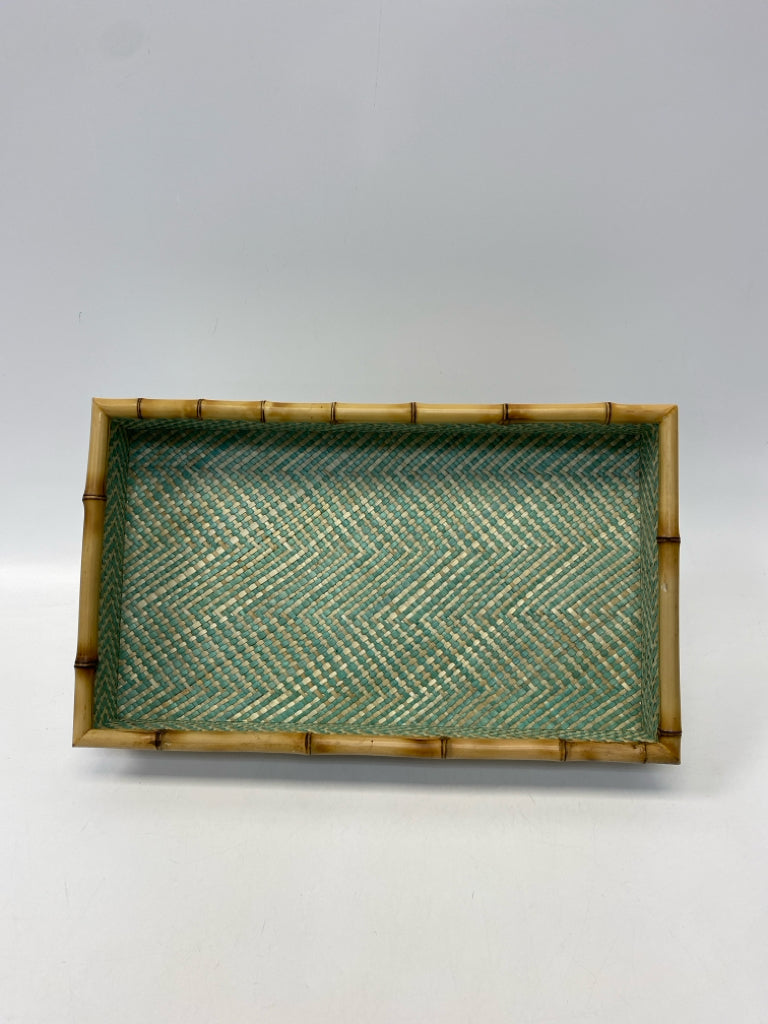 Natural Aqua Woven Tray
