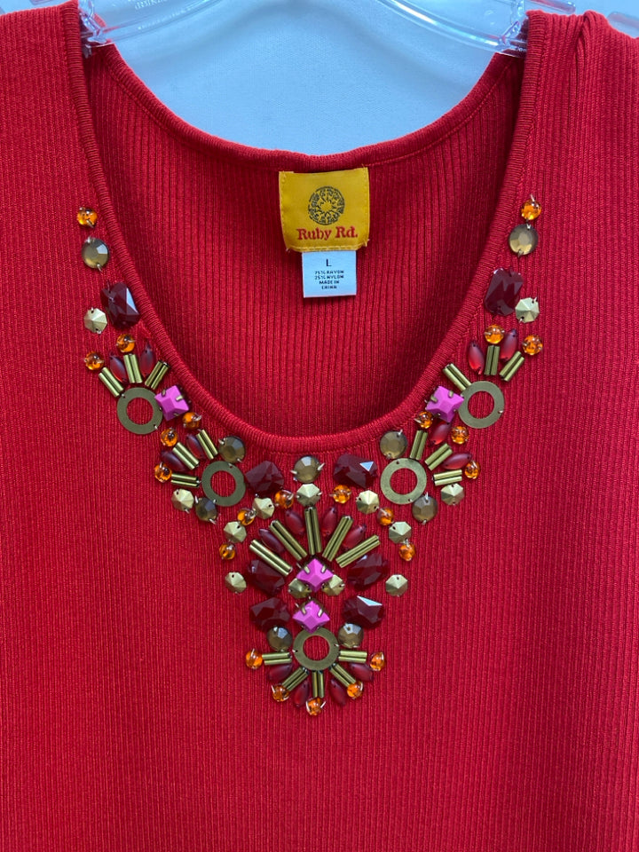 Ruby Rd. Size L Red Beaded Tank Ladies Top