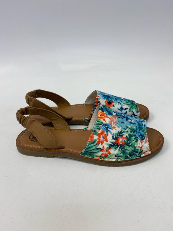 So  Size 7.5 Blue/Green Orange Flower(s) Sandals