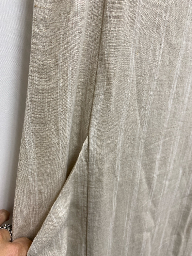 NWT Garnet Hill Size M Beige Cream Stripes Maxi Linen Ladies Dress