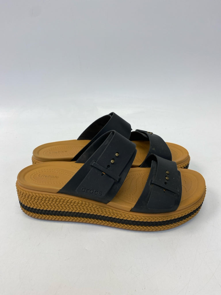 Crocs  Size 11 Brown Patent Sandals