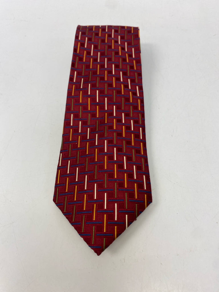 Burgundy Multi Color Silk Men&