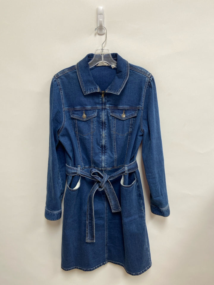 CANDACE CAMERON BURE Size 12 Blue Long Sleeve Denim Ladies Dress