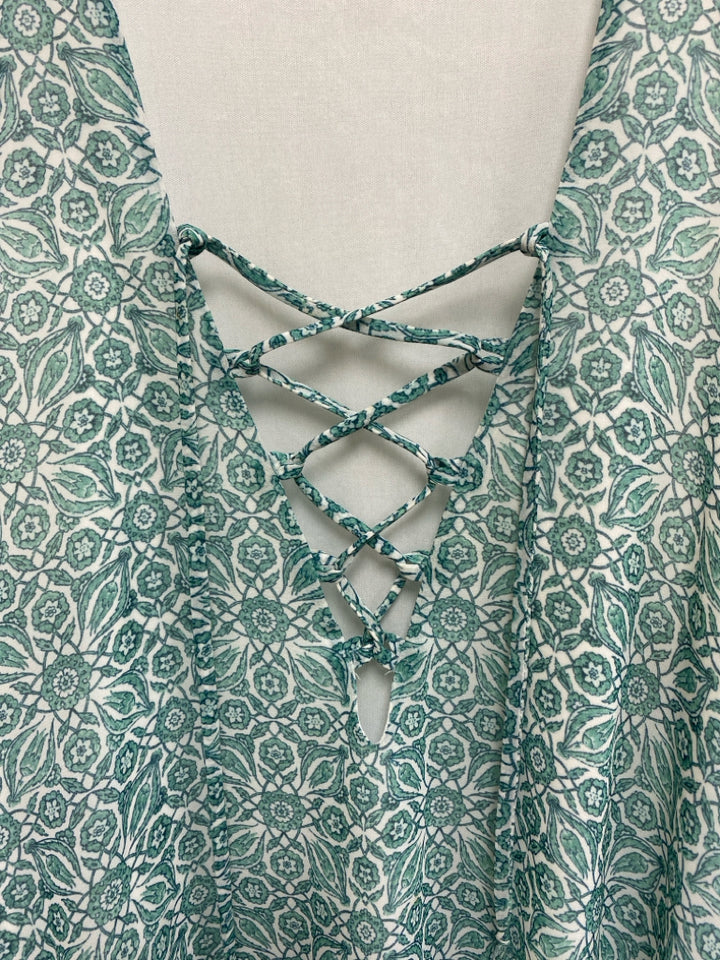 show me your MUMU Size S White Seafoam Floral Sleeveless Ladies Dress