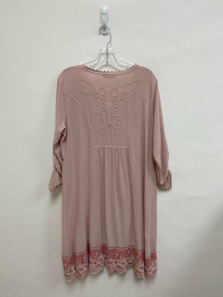 Soft Surroundings Size MP Dusty Pink Piping V Neck Petite Dress