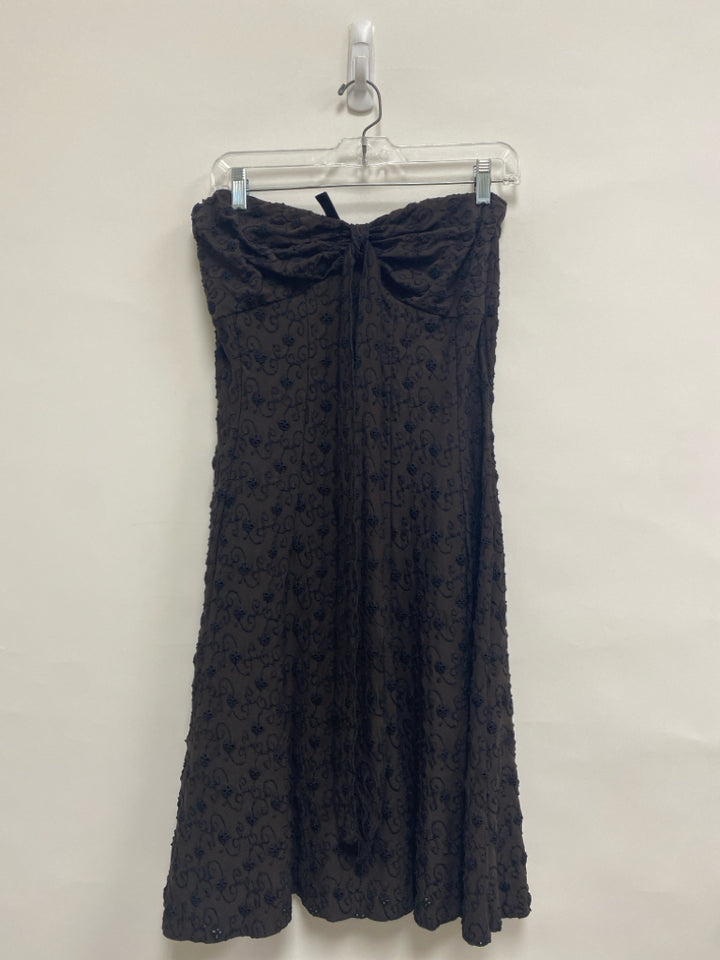 Size 10 Brown Black Strapless Embroidered Ladies Dress