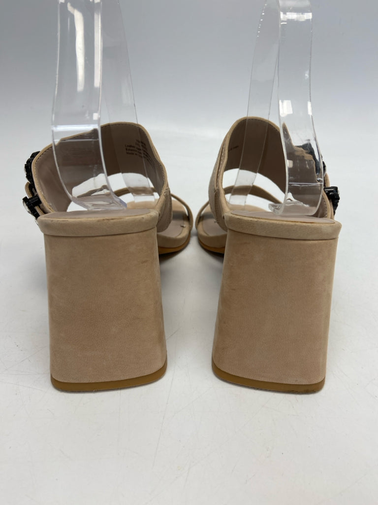 Karl Lagerfeld  Size 10 Tan White Rhinestone(s) Sandals