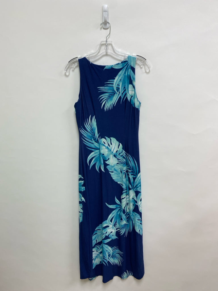 NWT Tommy Bahama Size XS Navy Aqua Leaves Maxi Ladies Dress