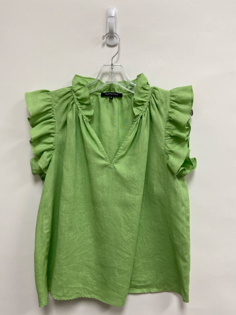 OLIVACEOUS Size M Green Ruffles Ladies Top