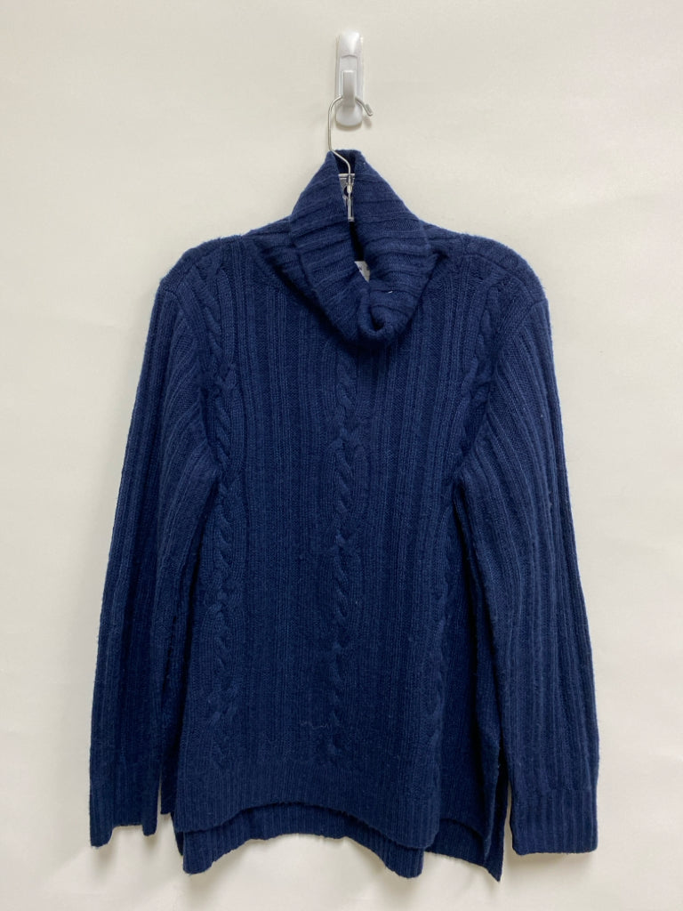 Gretchen Scott Size L Navy Cable Knit Turtleneck Ladies Sweater