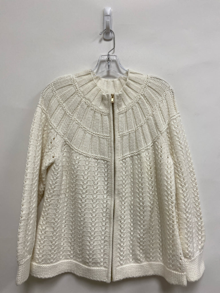 Talbots Size 1X Cream Texture Zip Down Plus Size Sweater