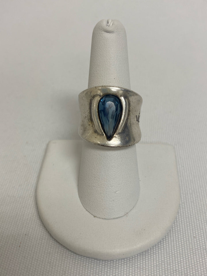Silver Blue Jeweled Ring
