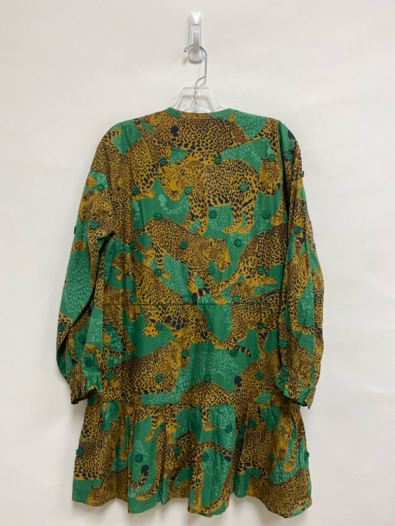 NWT farmrio Size S Green Brown/Black Long Sleeve Ladies Dress