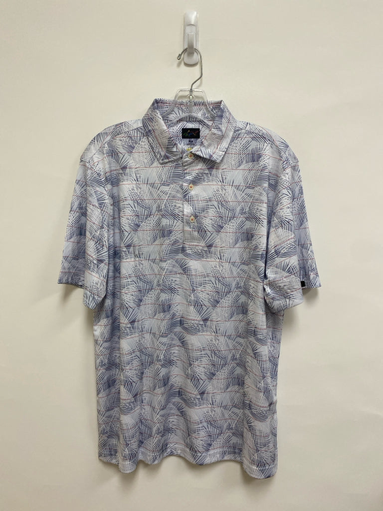 Greg Norman Size M White Navy/Red Print Polo Men&