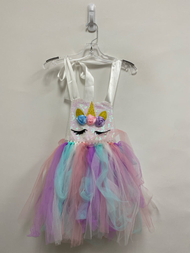SIZE 4 White Pink/Purple Unicorns Mesh Girl&
