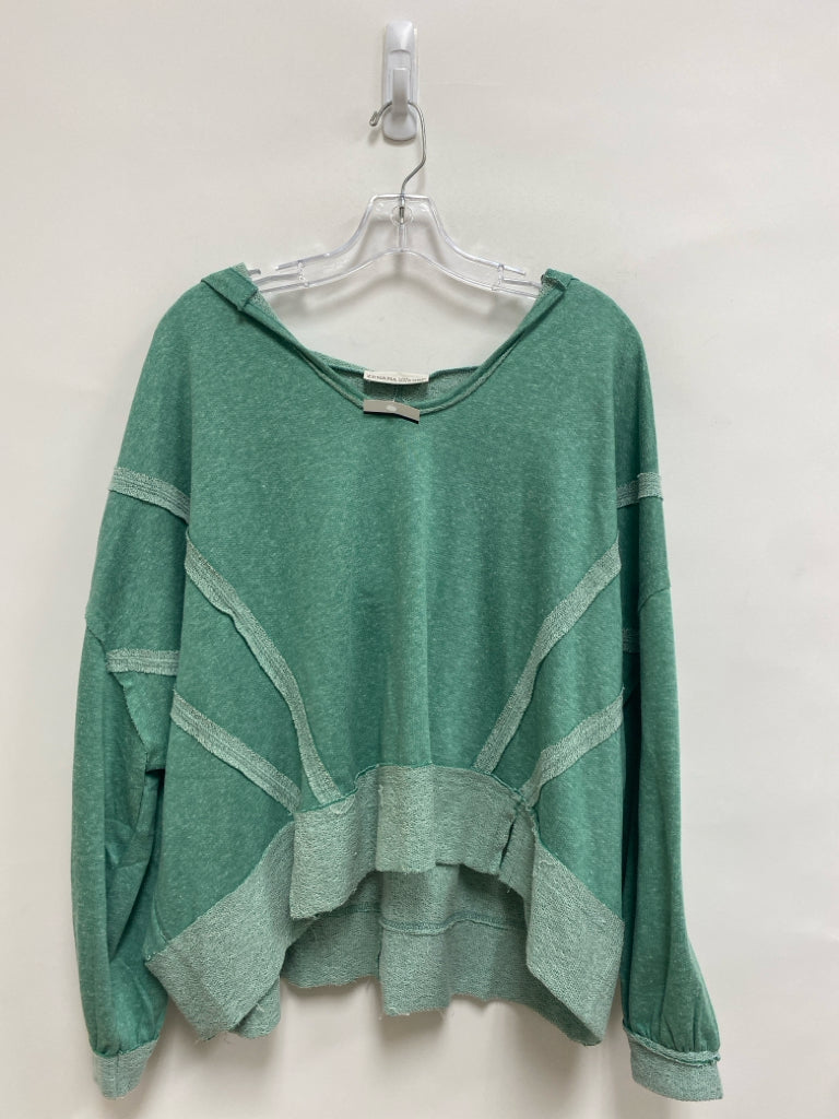 NWT Zenana Size L Green Mottled Hooded Ladies Pullover