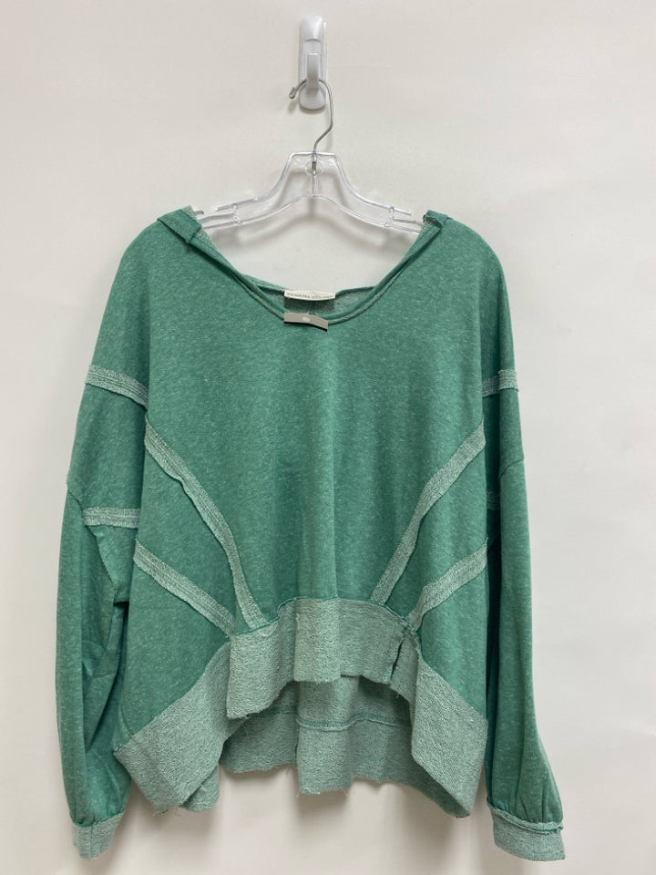 NWT Zenana Size L Green Mottled Hooded Ladies Pullover