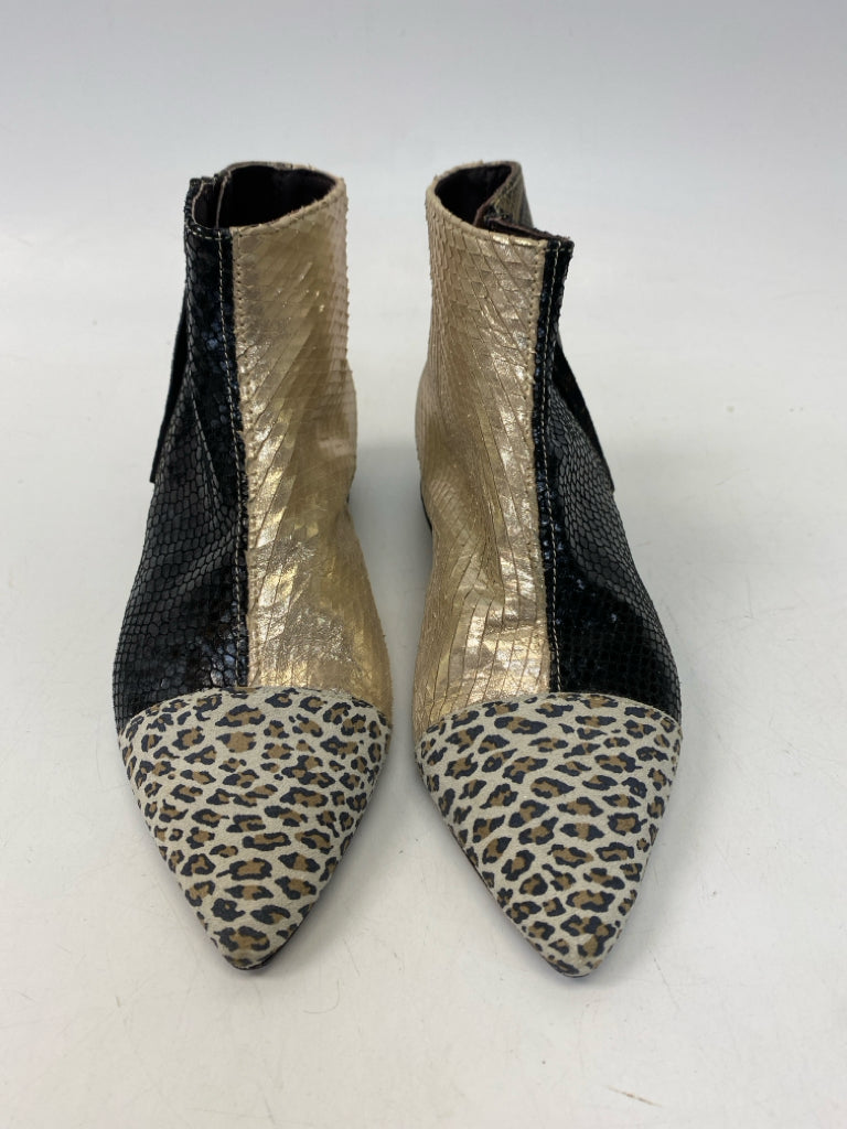 Ebarrito EU Shoe Size 35 Black Gold Patchwork Boots