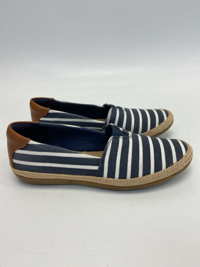 Clarks  Size 7 Navy White Stripe(s) Flats