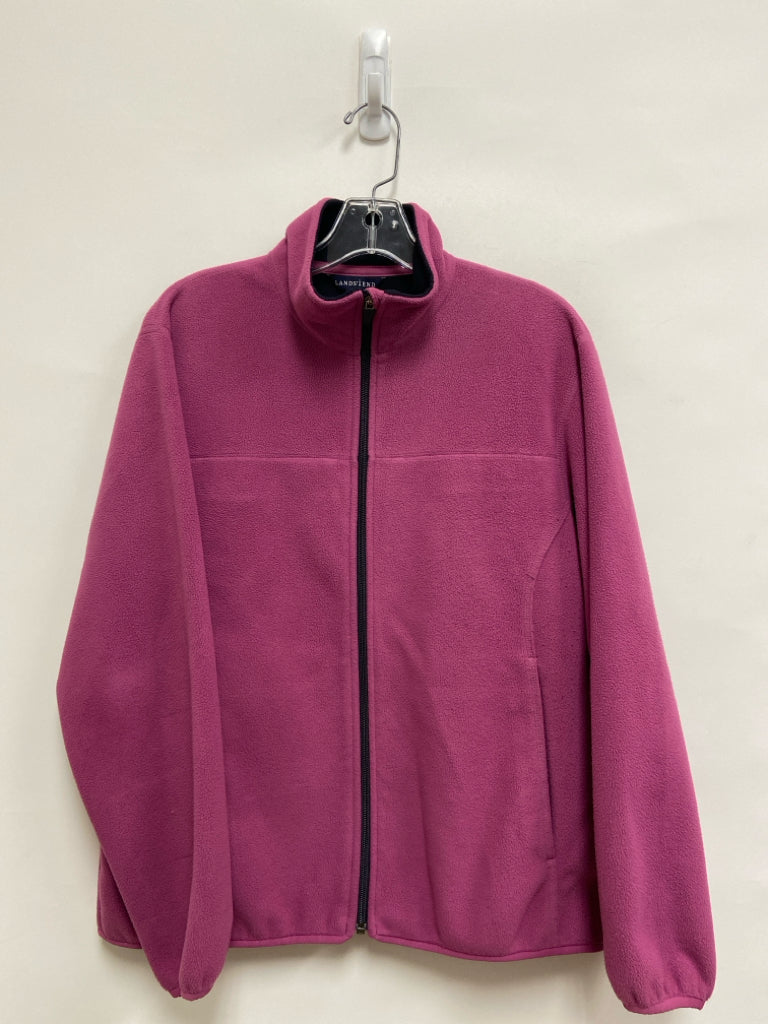 Lands End Size M Purple Zip Down Fleece Ladies Jacket