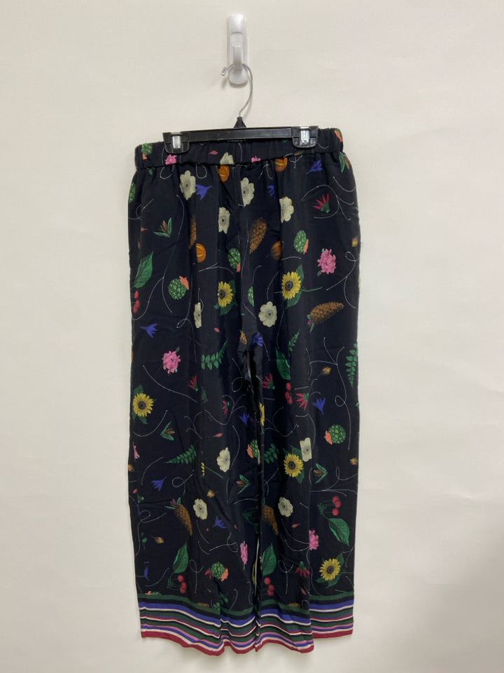 VILAGALLO Size S Black Multi Color Floral Pull-on Ladies Pants