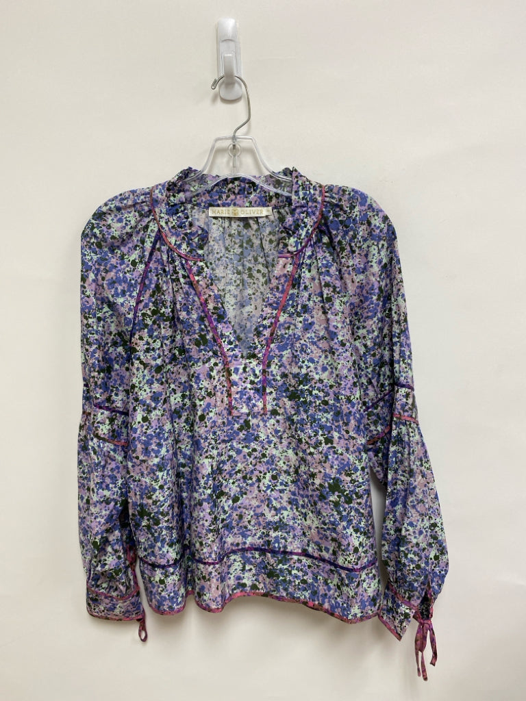 Marie Oliver Size XS Blue Pink/Multi Splashes Silk Blend Ladies Top