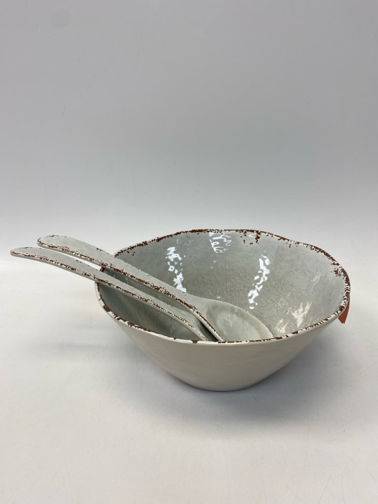 White Brown Trimmed Melamine Bowl(s)