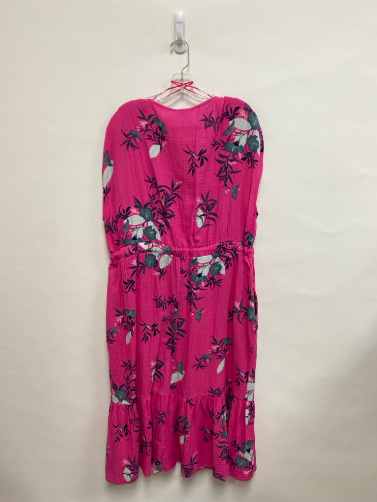NWT wonderly  SIZE  2X Fuschia Navy Flowers Plus Size Dress
