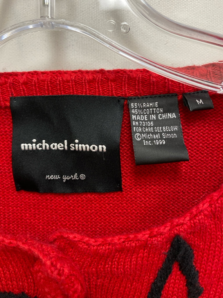 Michael Simon Size M Red Green/Multi Ladies Sweater