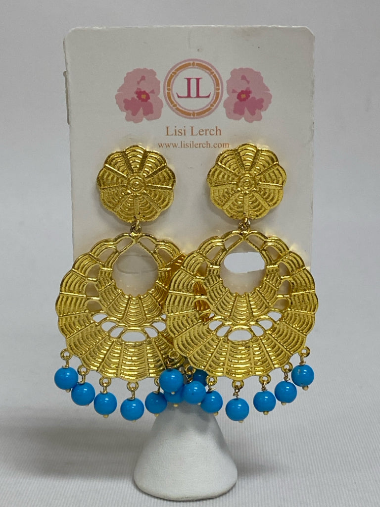 NWT Gold Color Turquoise Shapes Earrings