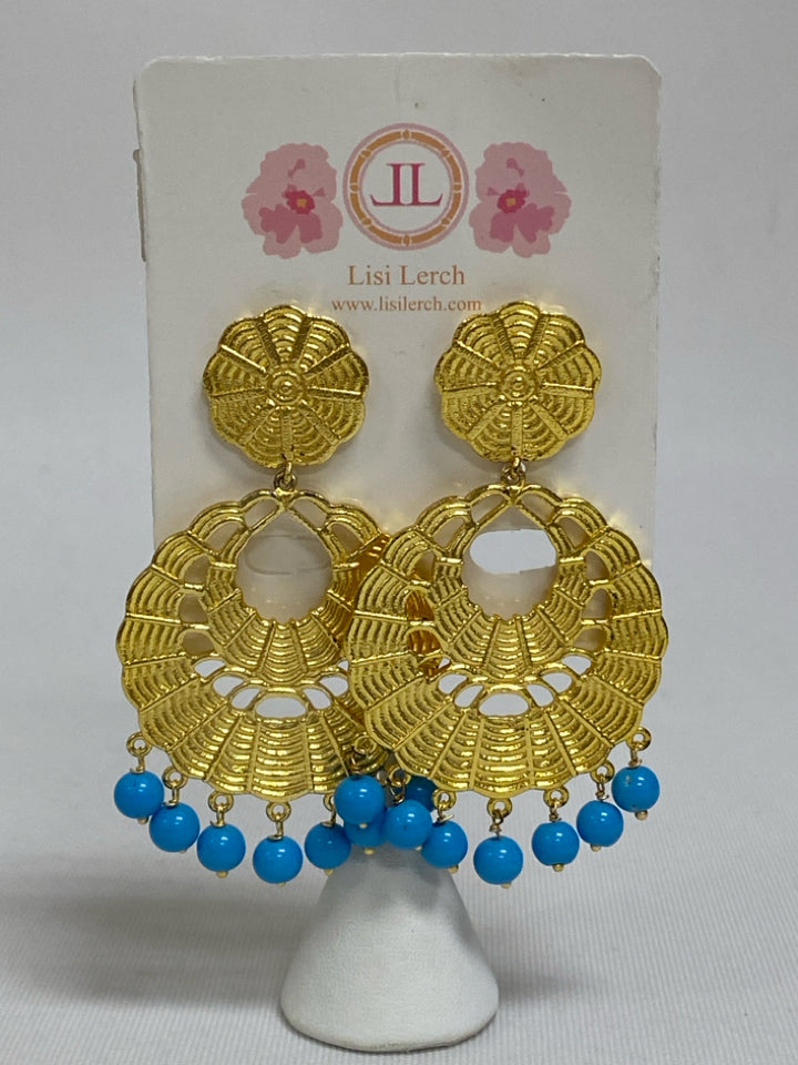 NWT Gold Color Turquoise Shapes Earrings