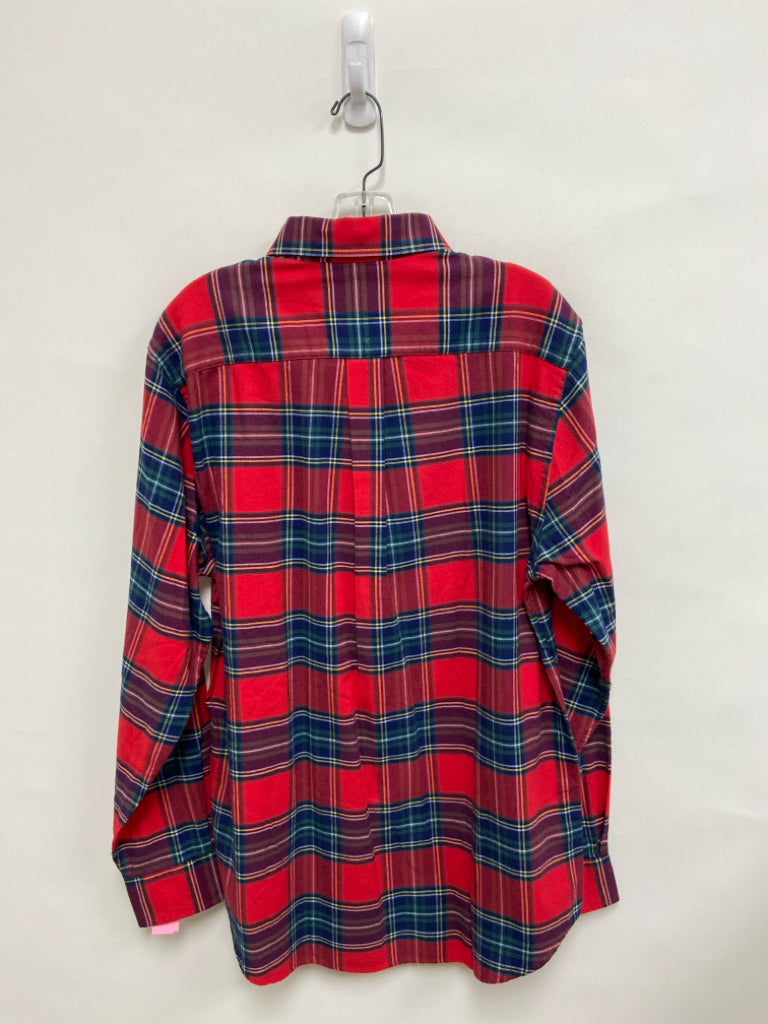 NWT Vineyard Vines Size M Red Navy/White Plaid Button Up Men&