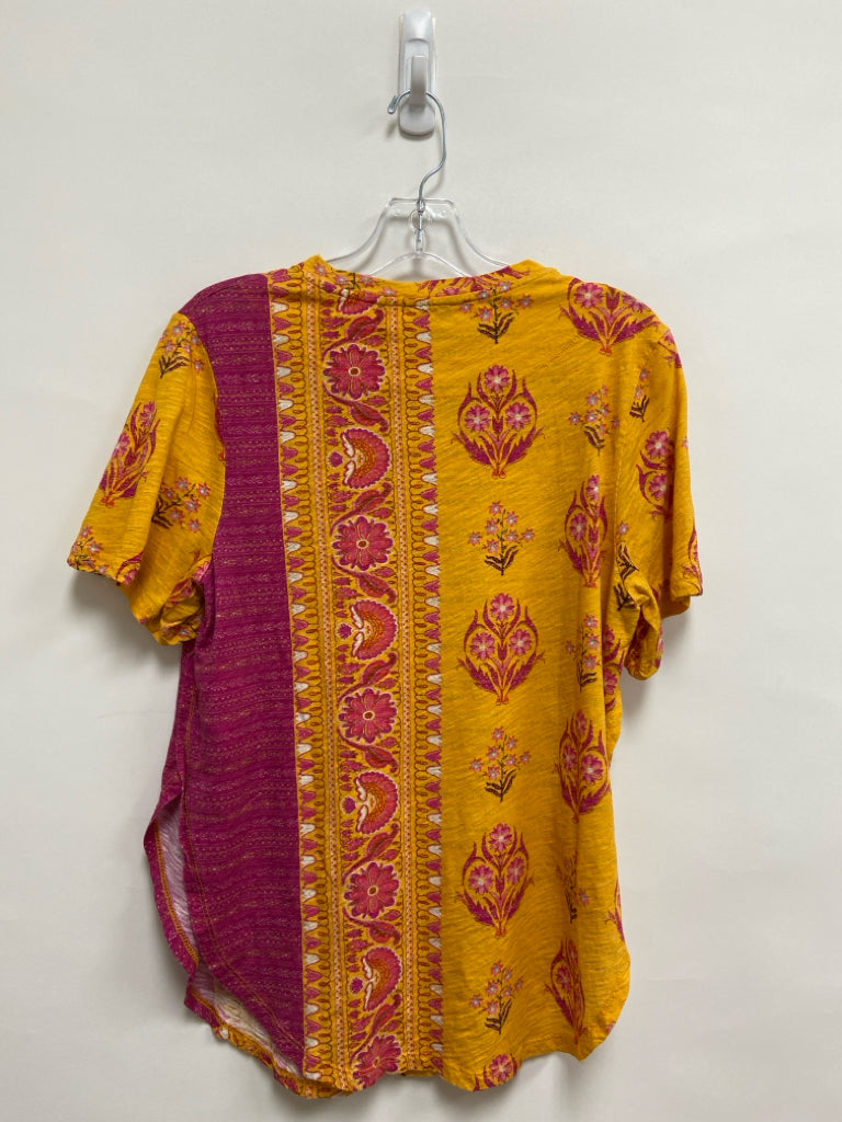 9-H15 STCL Size S Yellow/White Magenta Floral Ladies Top