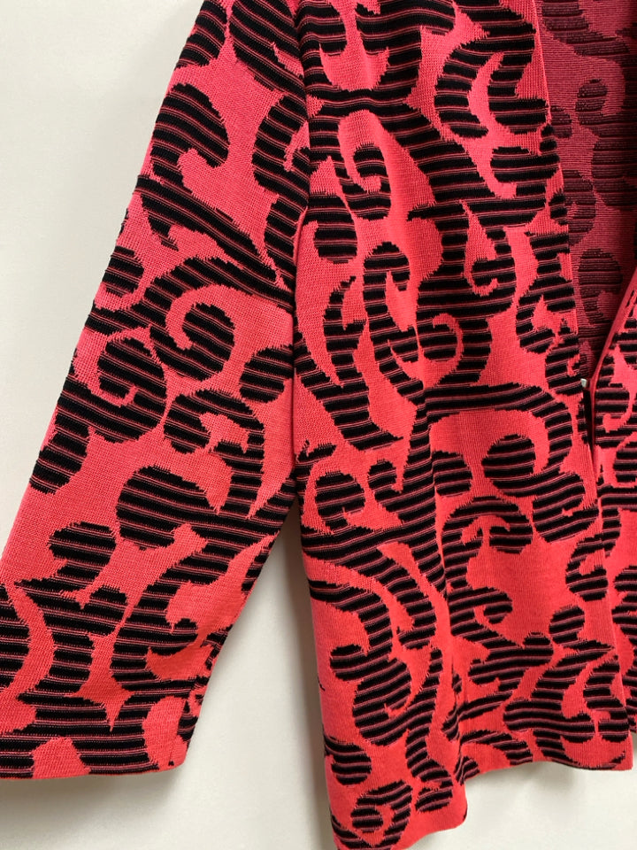 Ming Wang Size L Coral Black Knit Ladies Jacket