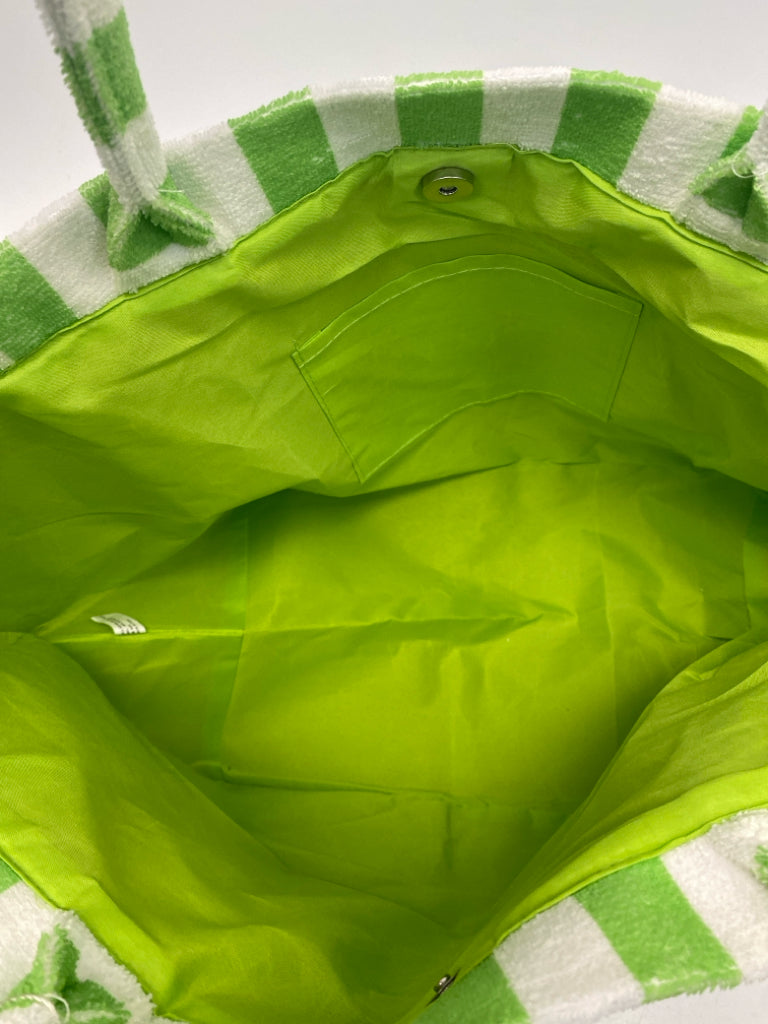 NWT White Green Stripe(s) Tote Bag