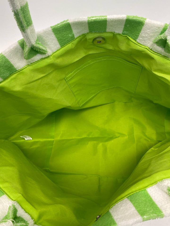 NWT White Green Stripe(s) Tote Bag