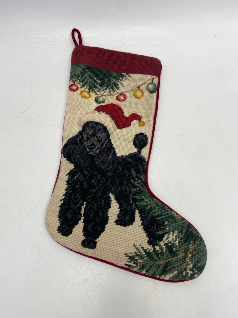 Tan Black/Red Needlepoint Christmas