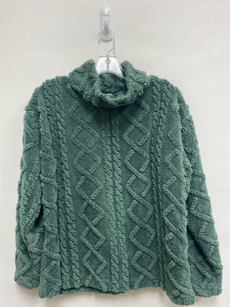 Eddie Bauer Size M Dark Seafoam Cowl Neck Sherpa Ladies Top