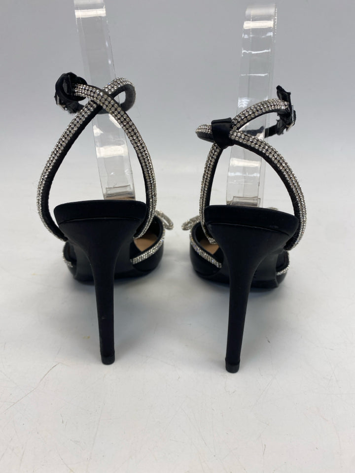BCBG US Shoe Size 6.5 Black Silver Rhinestone(s) Heels