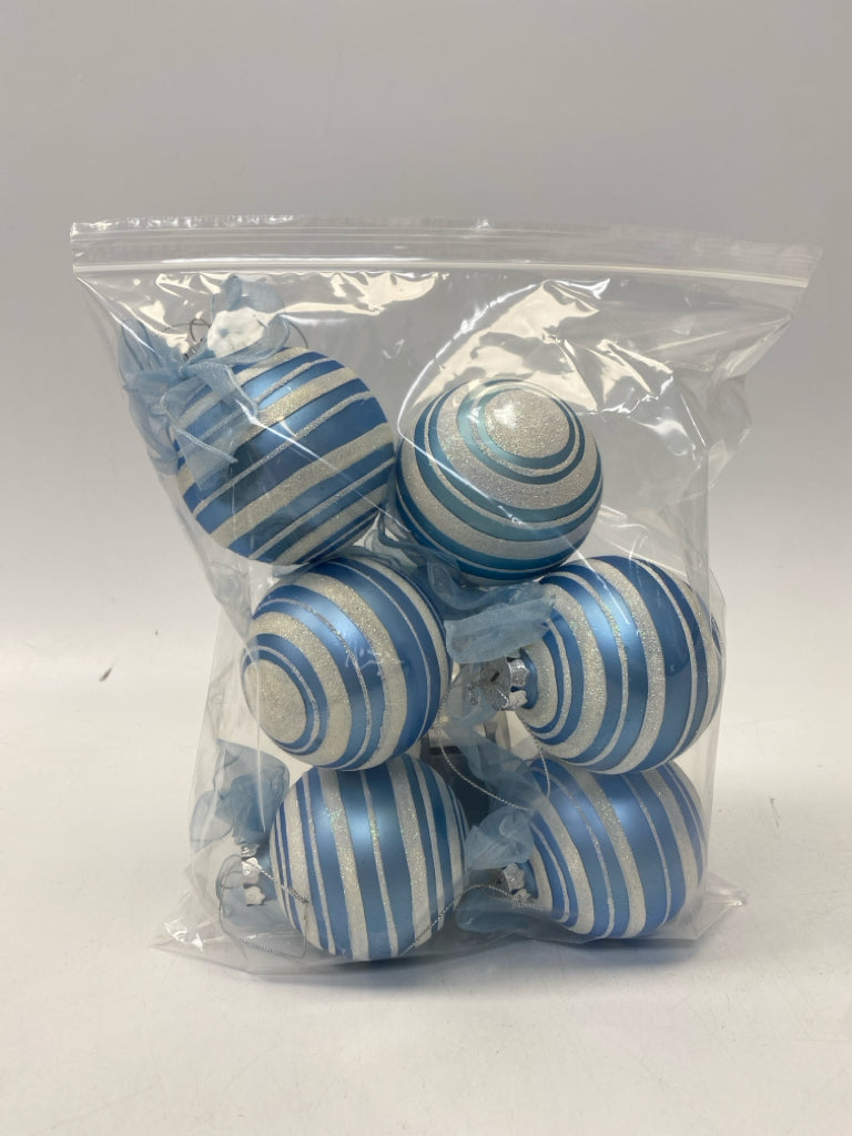 Blue White Striped Ornaments