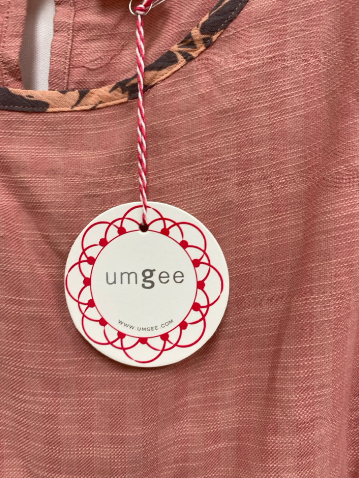 NWT Umgee Size M Dusty Pink Gray Trimmed Linen Blend Ladies Top