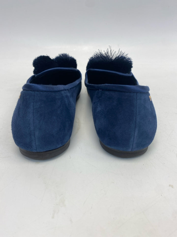 Tory Burch US Shoe Size 9 Navy Pom Pom Flats